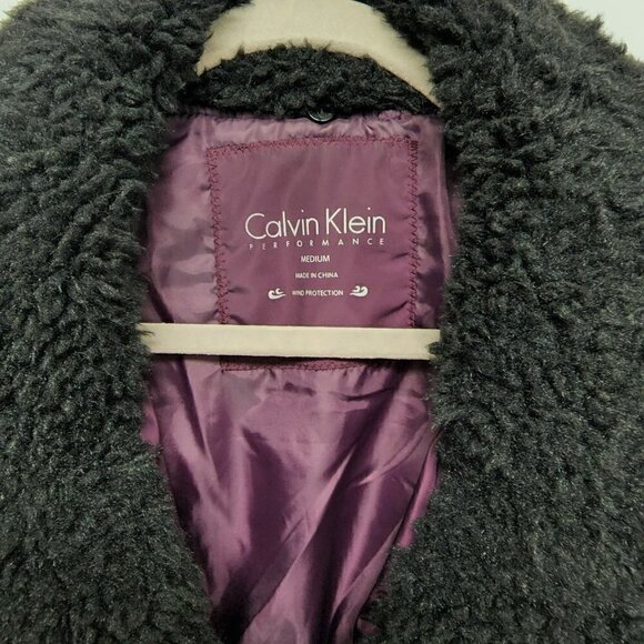 Calvin Klein Purple Puffy Vest w/ Faux Fur M - Picture 2 of 7